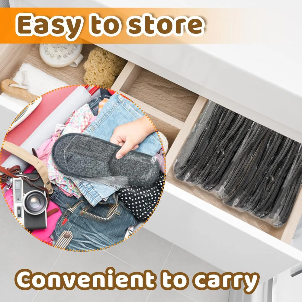 ALMOXVYE 20 Pairs Disposable Slippers for Guests, Gray Open Toe Spa Slippers, Non Slip Hotel Slippers for Travel, Home, Party, Guests, Wedding Supplies
