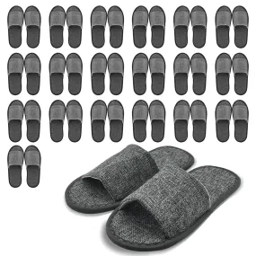 ALMOXVYE 20 Pairs Disposable Slippers for Guests, Gray Open Toe Spa Slippers, Non Slip Hotel Slippers for Travel, Home, Party, Guests, Wedding Supplies