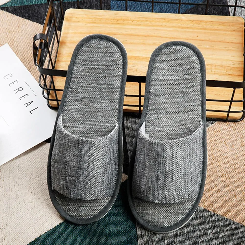 ALMOXVYE 20 Pairs Disposable Slippers for Guests, Gray Open Toe Spa Slippers, Non Slip Hotel Slippers for Travel, Home, Party, Guests, Wedding Supplies