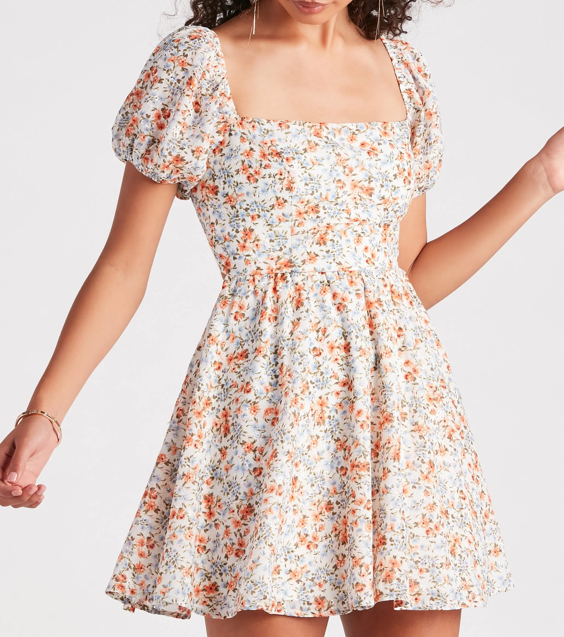 Always Charming Floral Eyelet Lace Dress