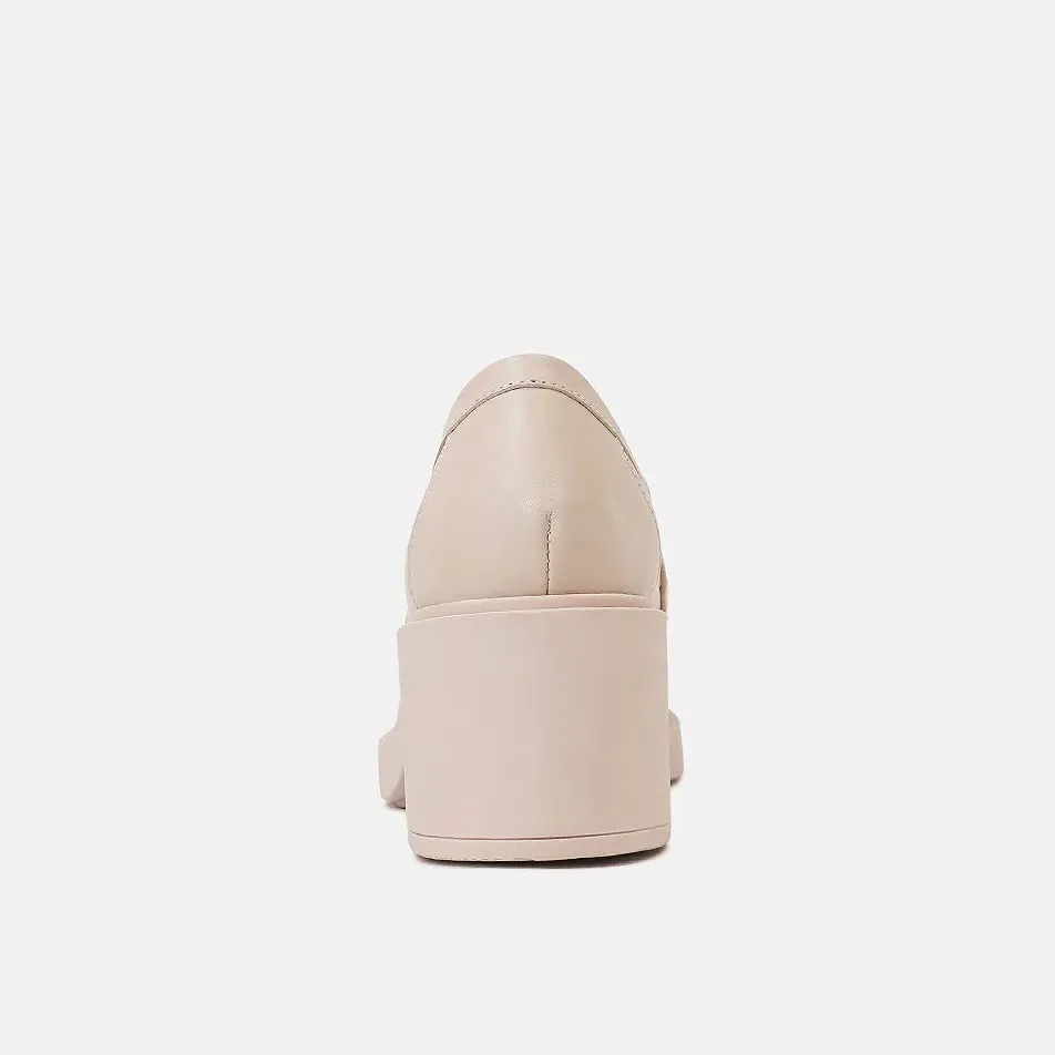 Arrigo Nude Leather Heeled Loafers