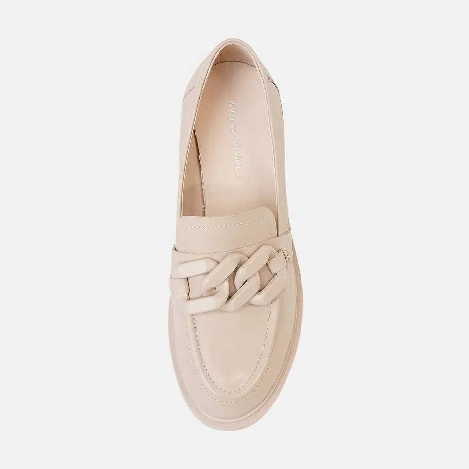 Arrigo Nude Leather Heeled Loafers