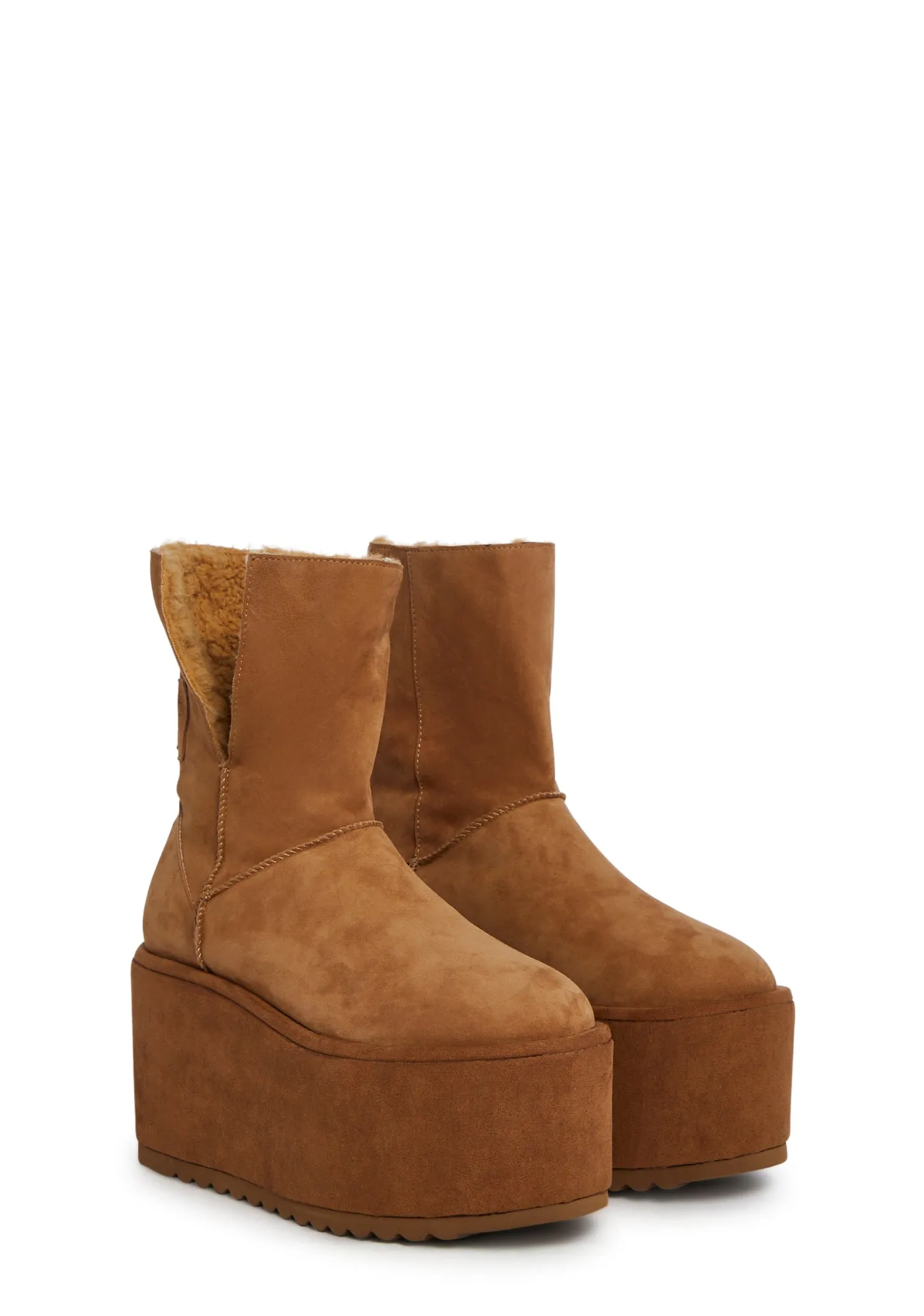 Atmosphere Fleece Lined Suede Platform Boots - Brown
