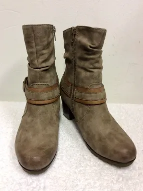 BRAND NEW REIKER LIGHT BROWN LEATHER FLEECE LINED ANKLE BOOTS SIZE 5/38