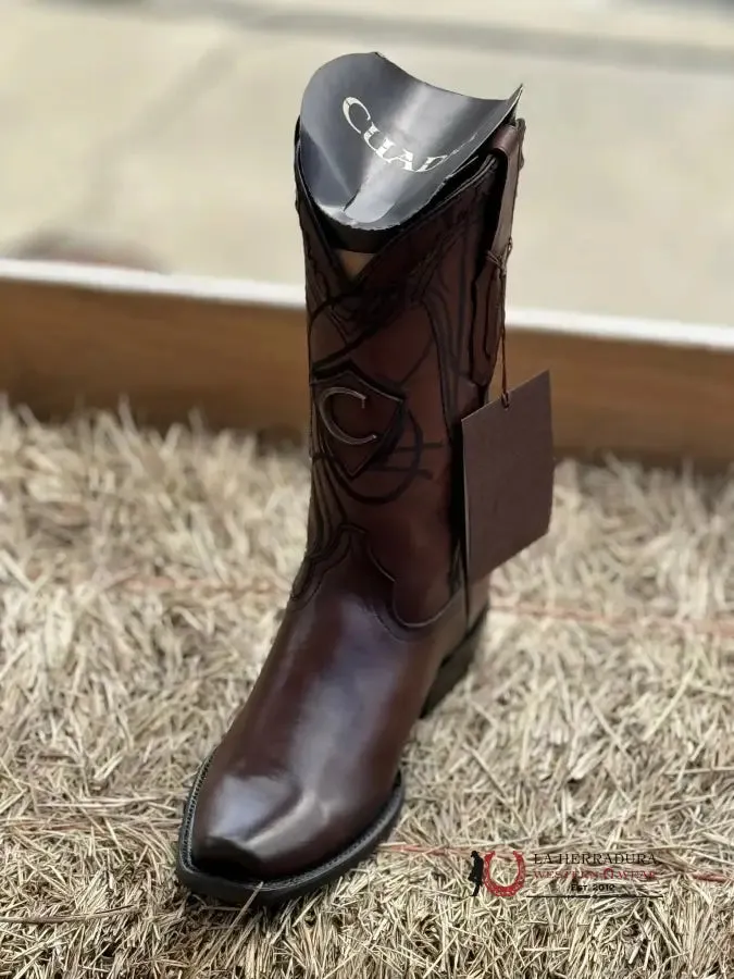 CUADRA BOOTS RES OVER CHESTNUT LASER & EMBROIDERY NARROW SQUARE TOE