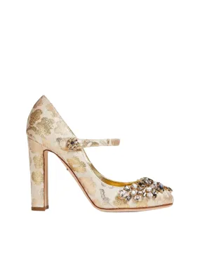 Dolce & Gabbana Mary Janes Pumps In Gold Floral