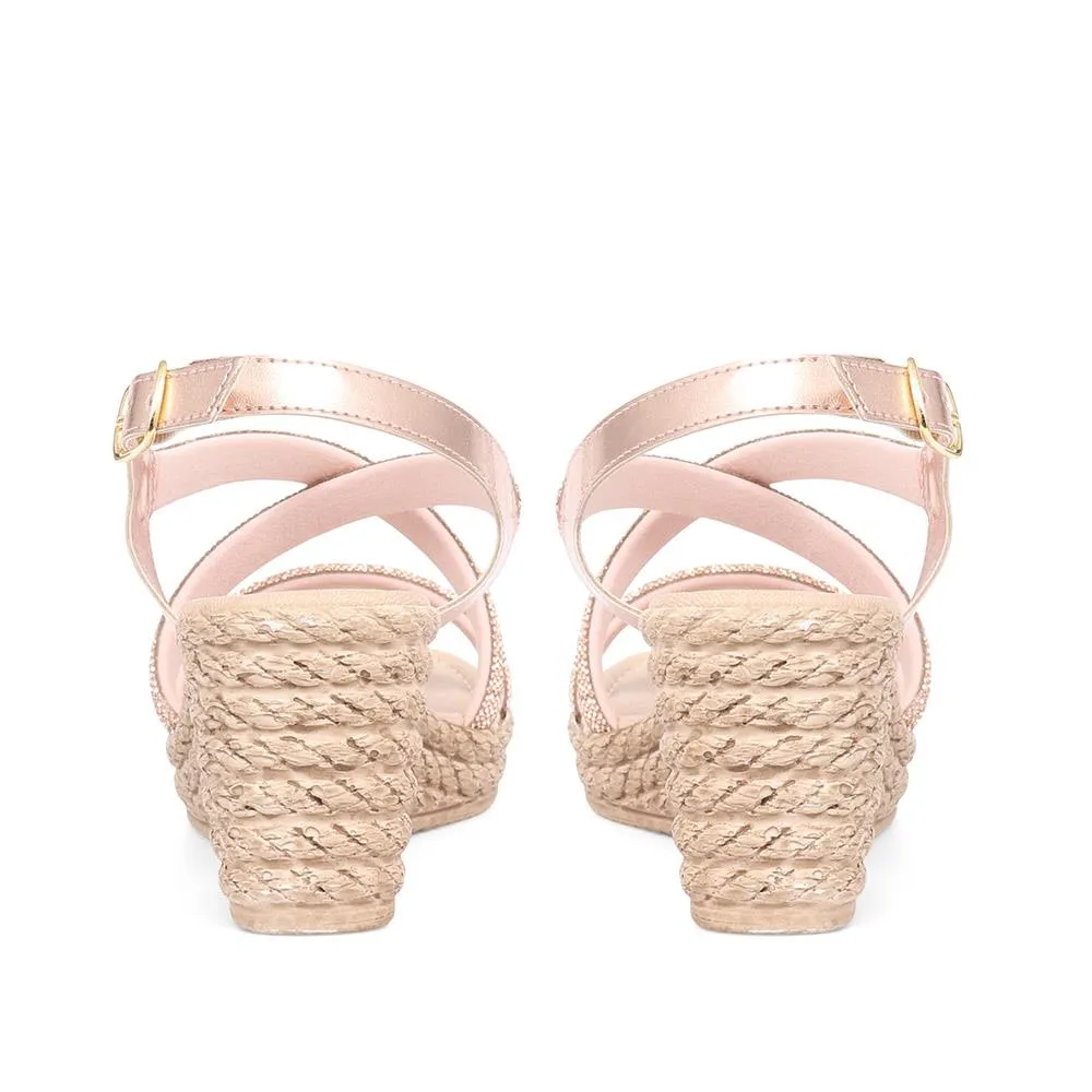 Embellished Wedge Sandals - CLUBS37007 / 323 802