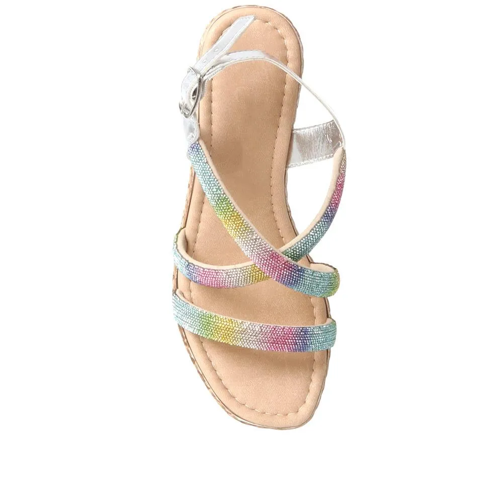 Embellished Wedge Sandals - CLUBS37007 / 323 802