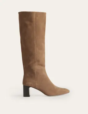 Erica Knee High Leather Boots-Golden Brown Cow Suede
