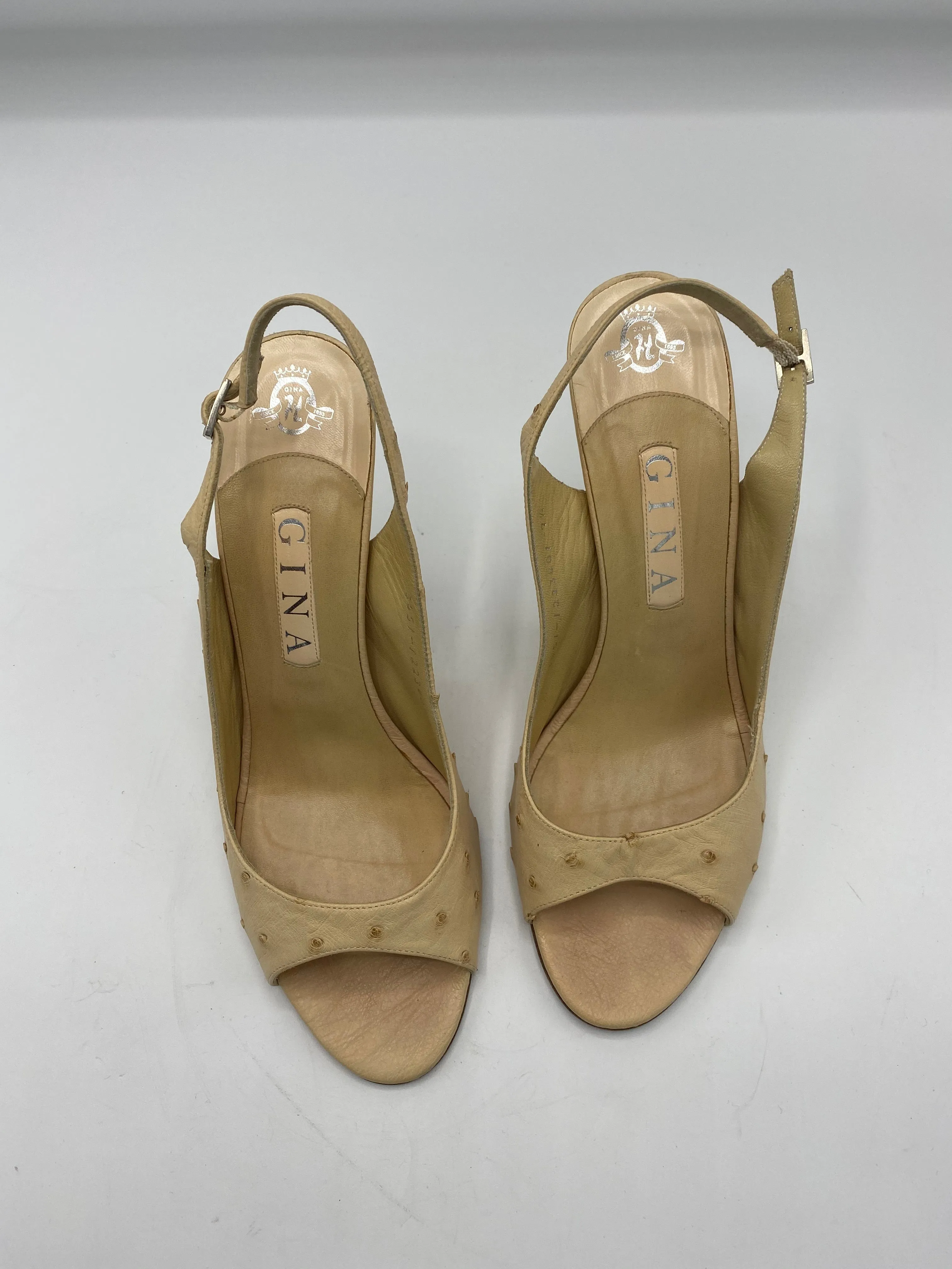 Gina Ostrich Exotic Leather Slingbacks