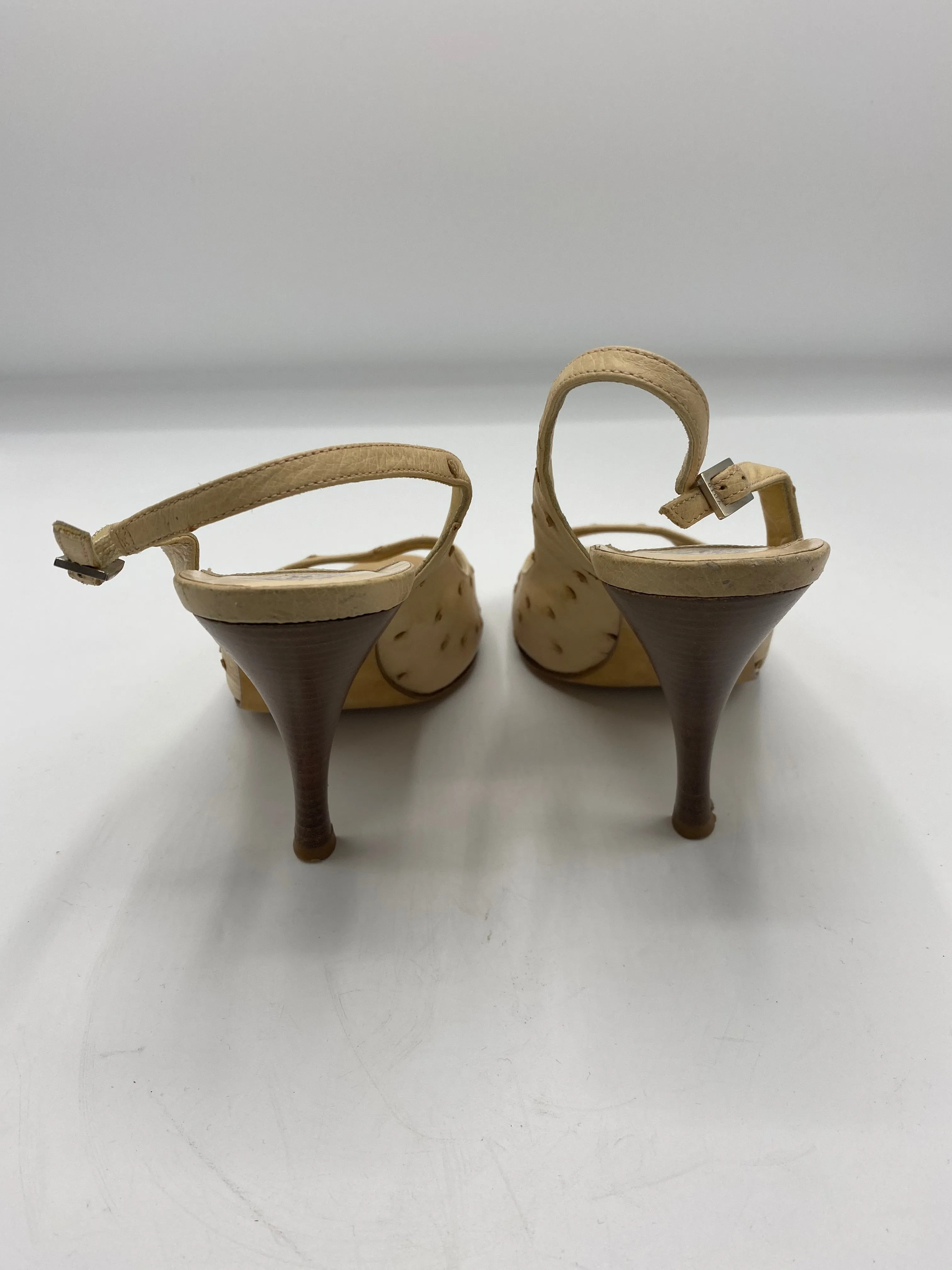 Gina Ostrich Exotic Leather Slingbacks