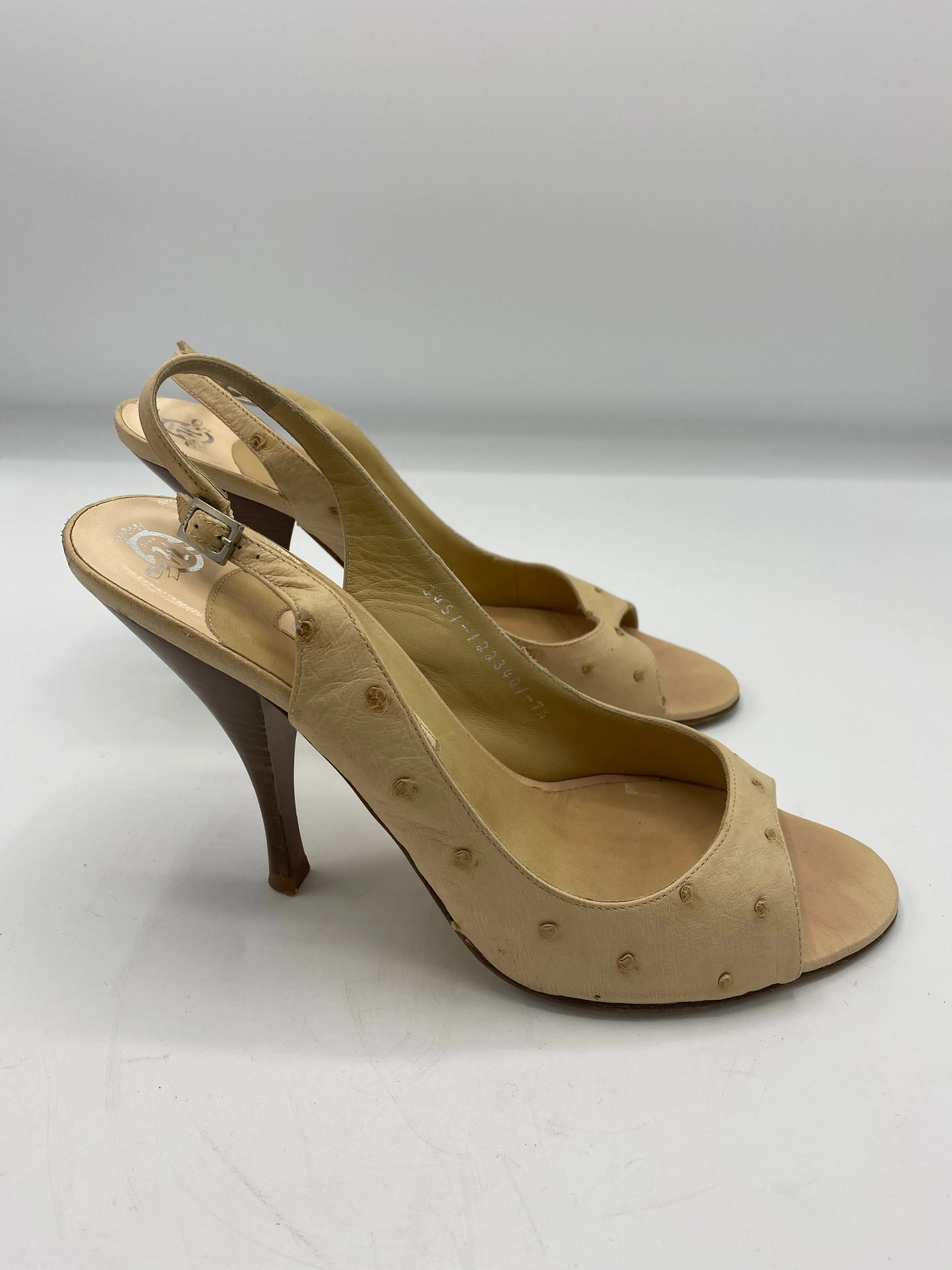 Gina Ostrich Exotic Leather Slingbacks