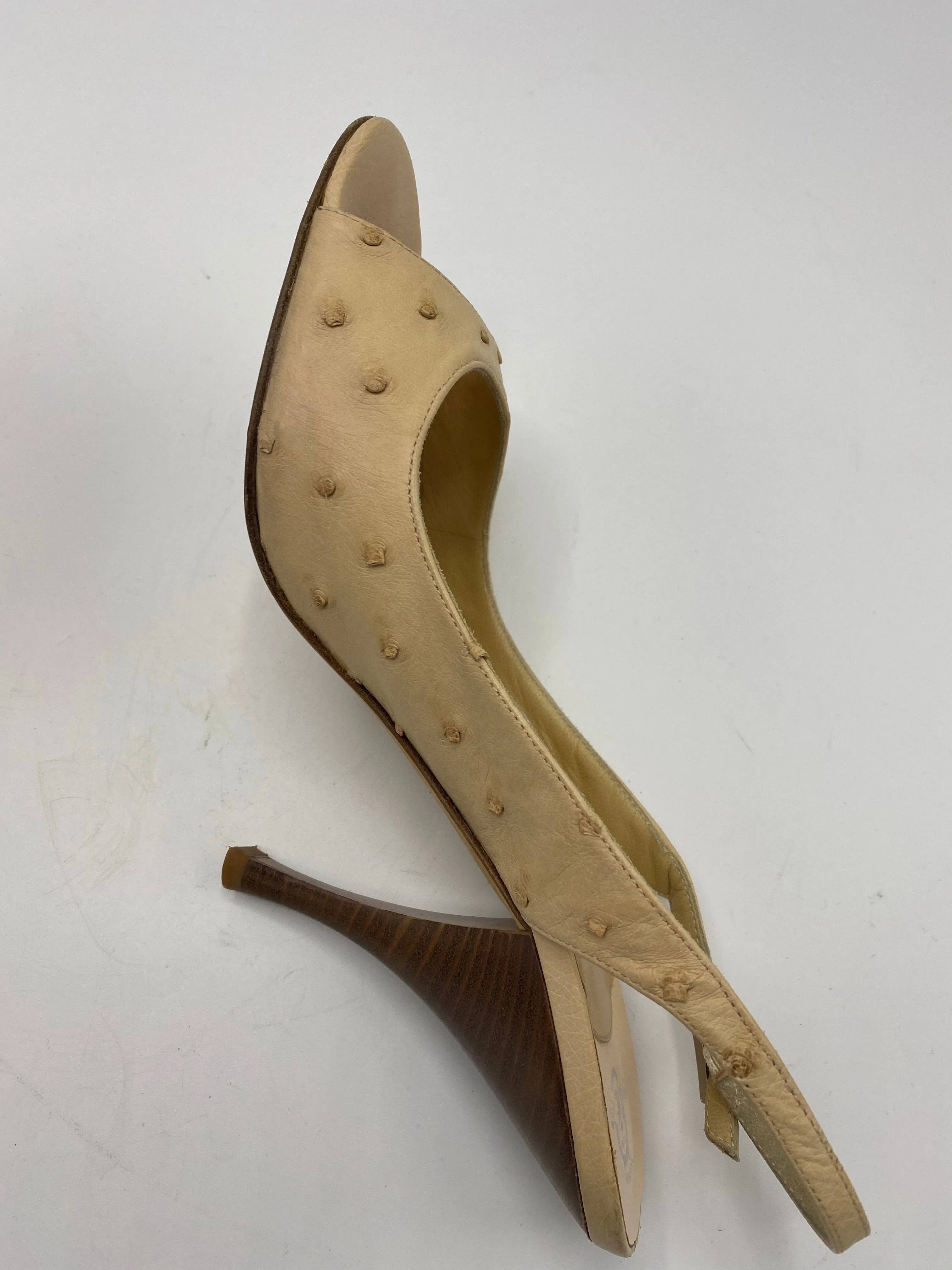 Gina Ostrich Exotic Leather Slingbacks