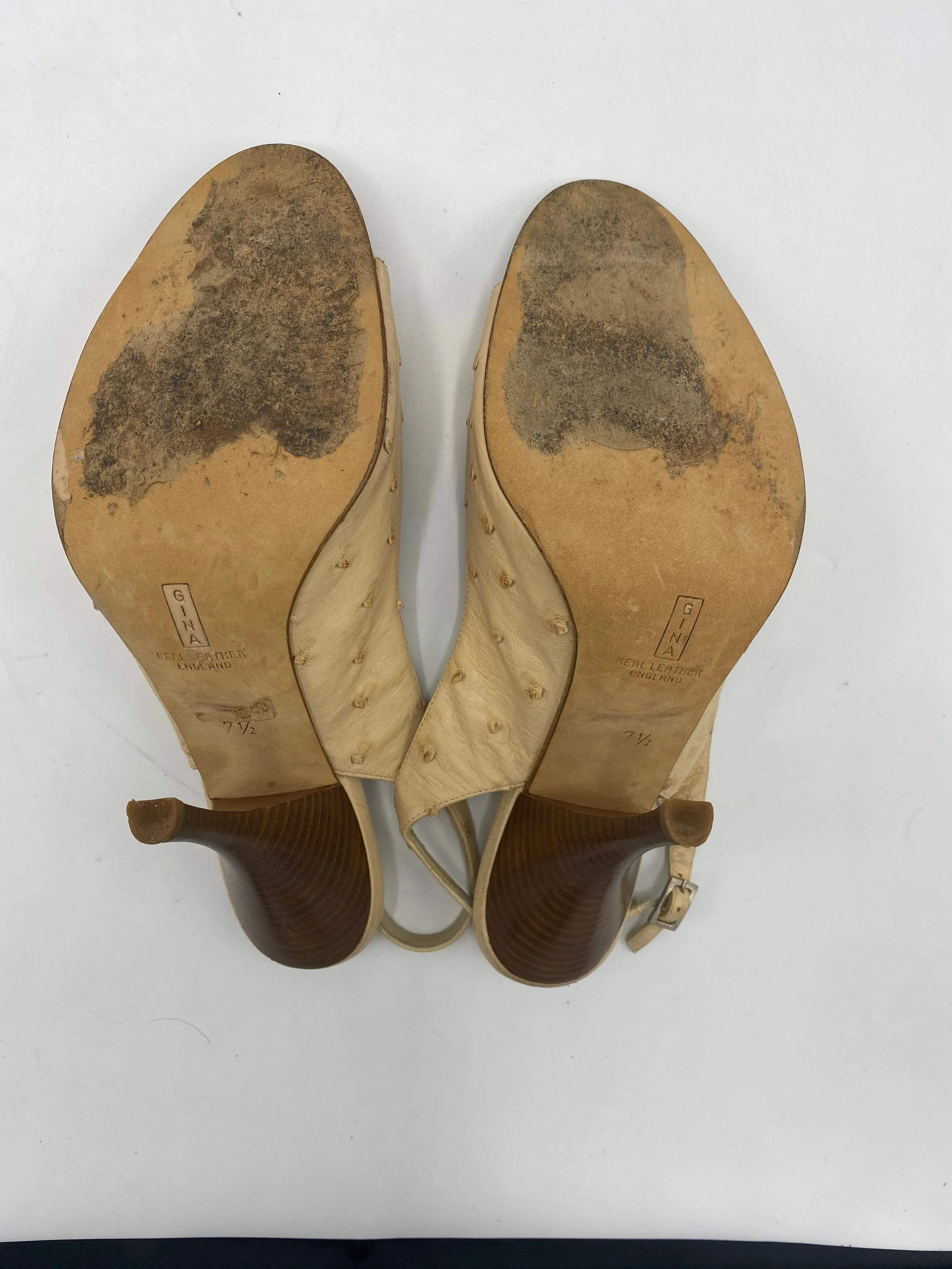 Gina Ostrich Exotic Leather Slingbacks
