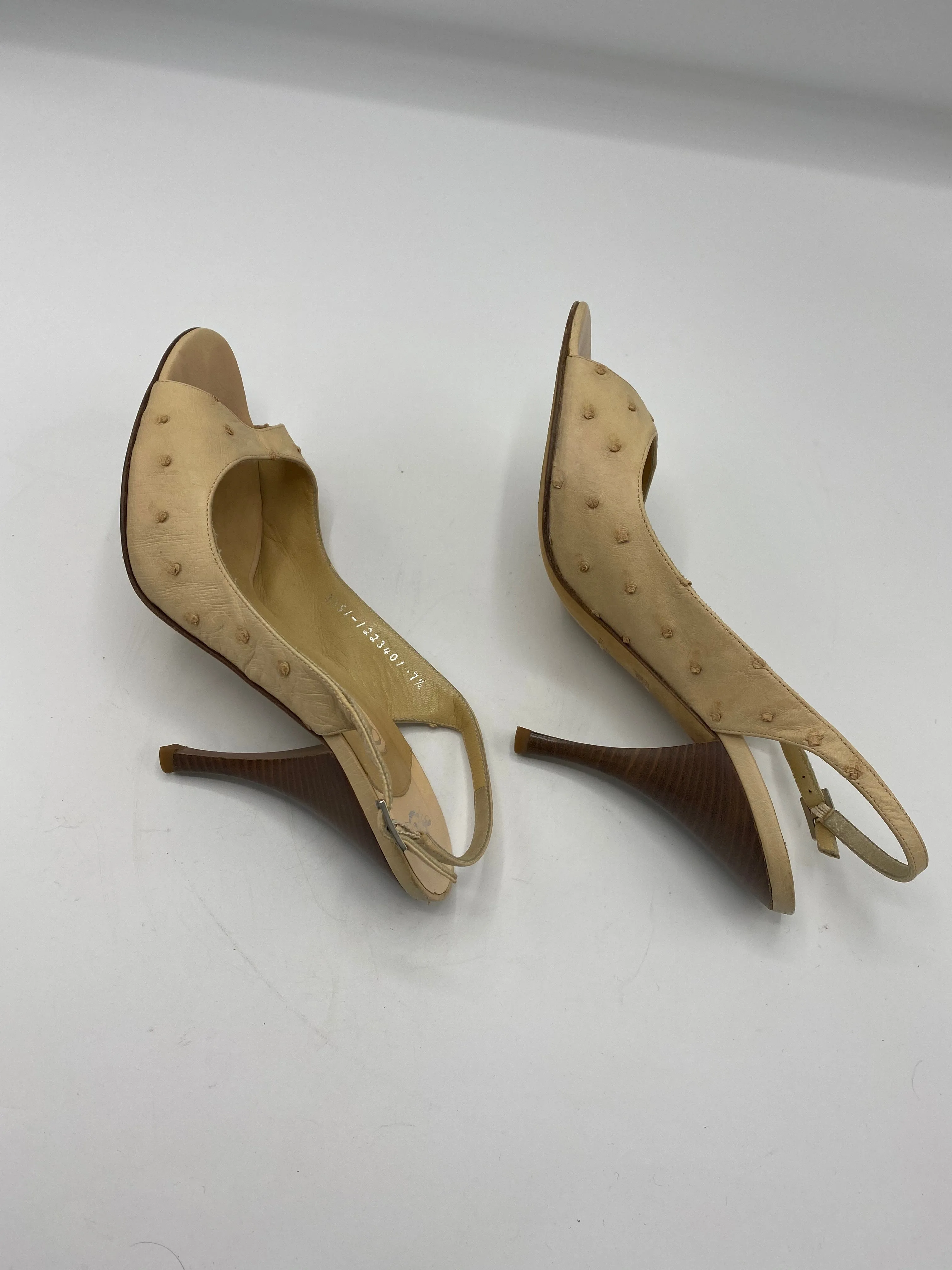 Gina Ostrich Exotic Leather Slingbacks