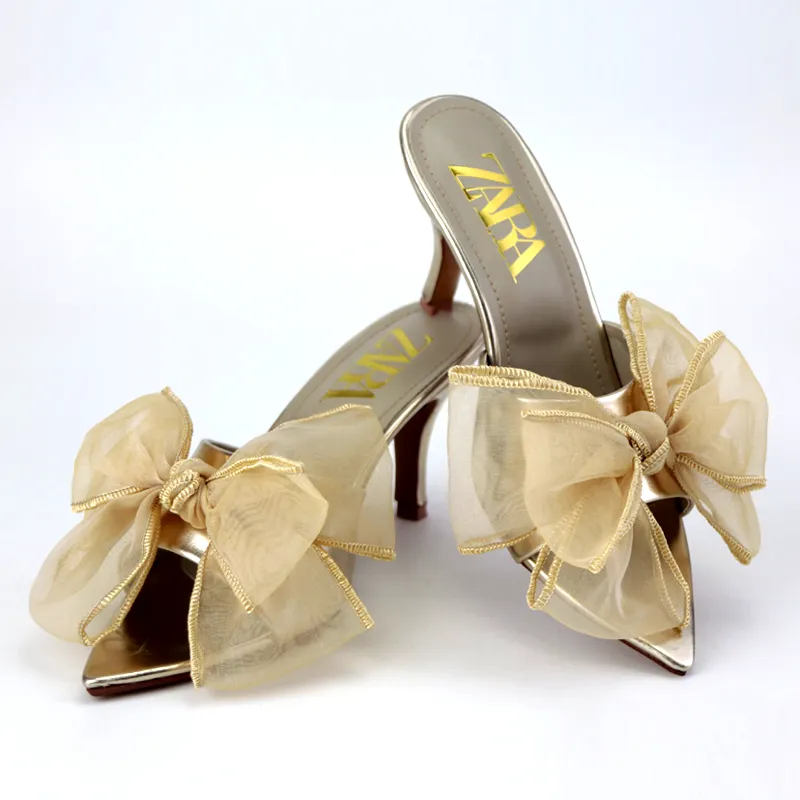 Kitten Heels Satin Bow Pointed Toe Sandal #10385 #22