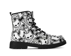 Kitty Skulls Leather Boots