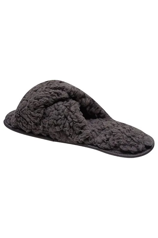 Loungeable Glamorous Soft Faux Fleece Fur Peeptoe Mule Slippers with Non-Slip Hard Sole Grey / Pink