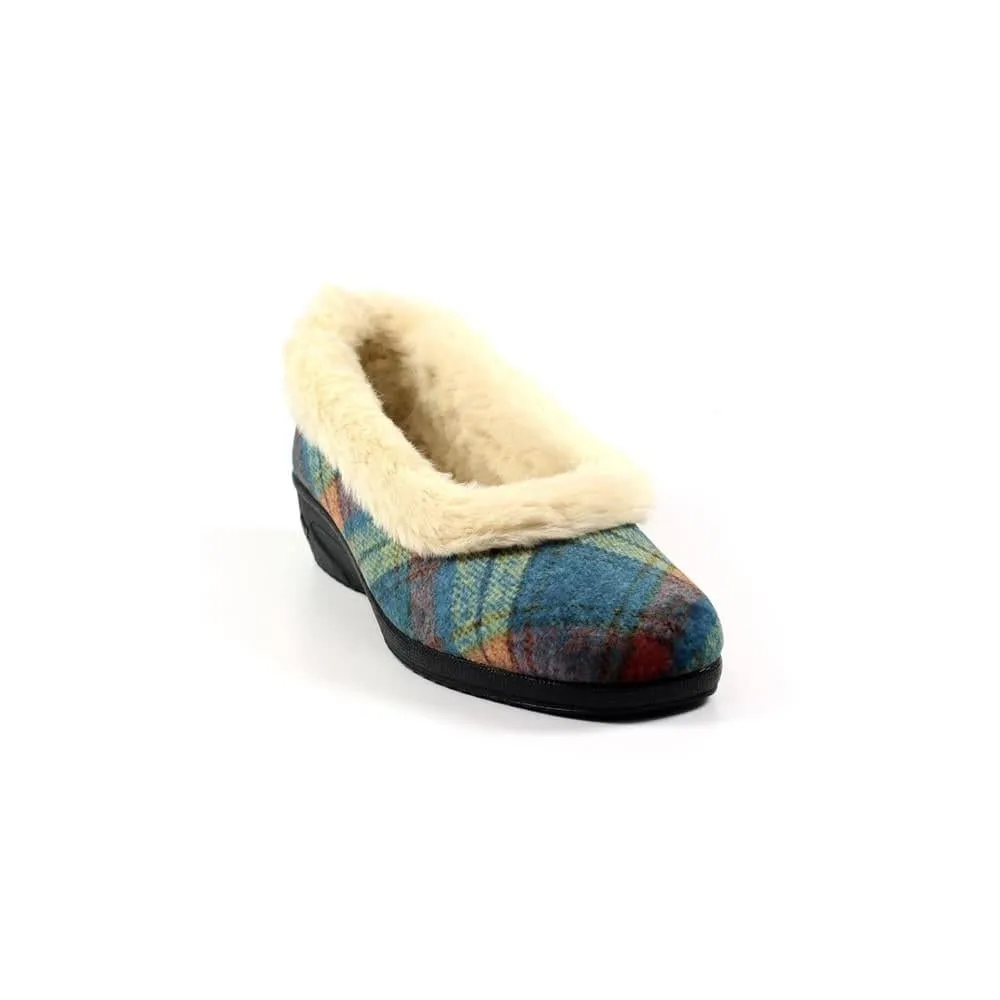 Lunar KLA209 Hoxton Ladies Spanish Blue Textile Slip On Slippers