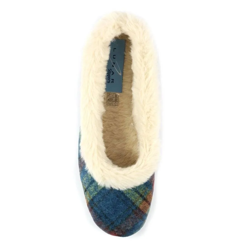 Lunar KLA209 Hoxton Ladies Spanish Blue Textile Slip On Slippers