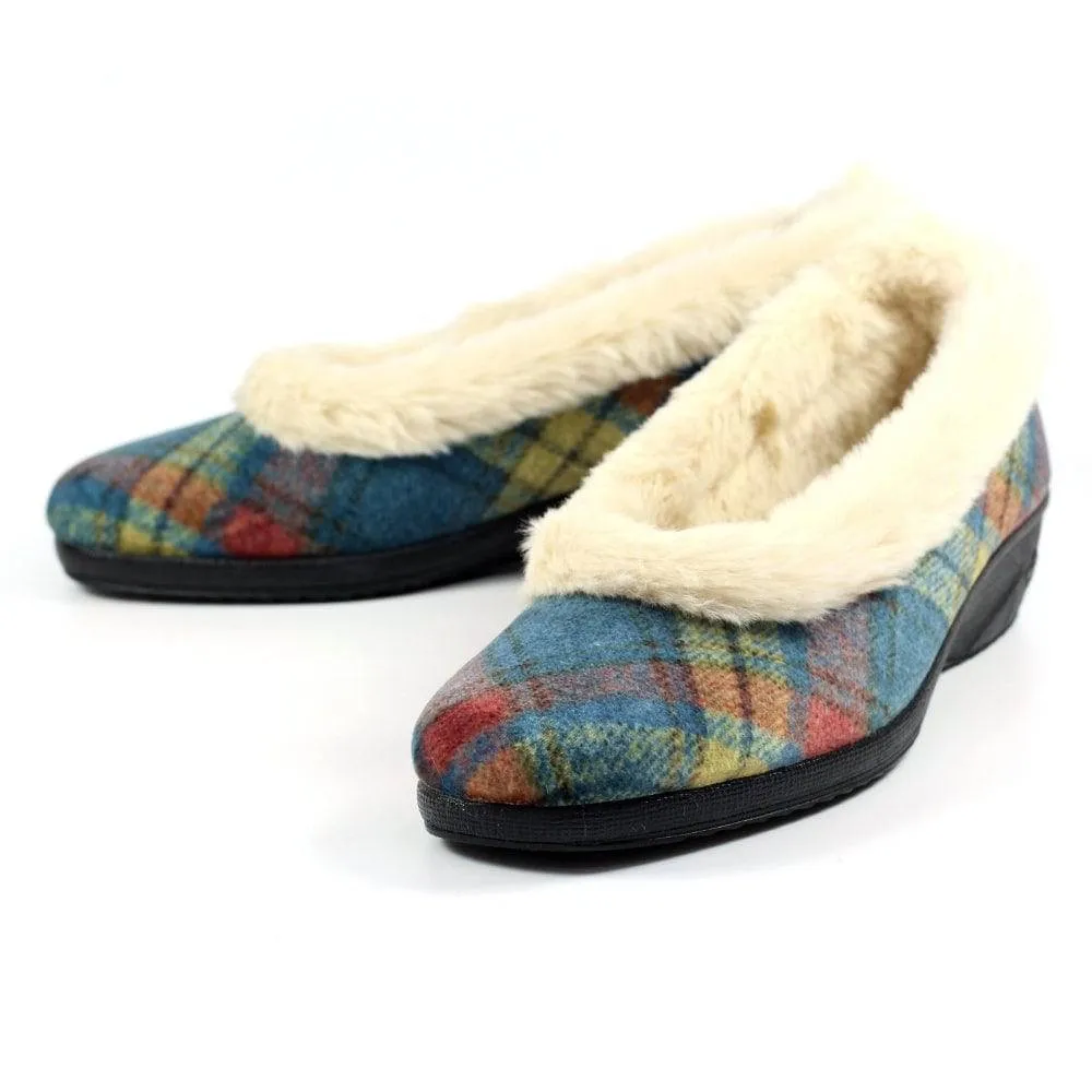Lunar KLA209 Hoxton Ladies Spanish Blue Textile Slip On Slippers