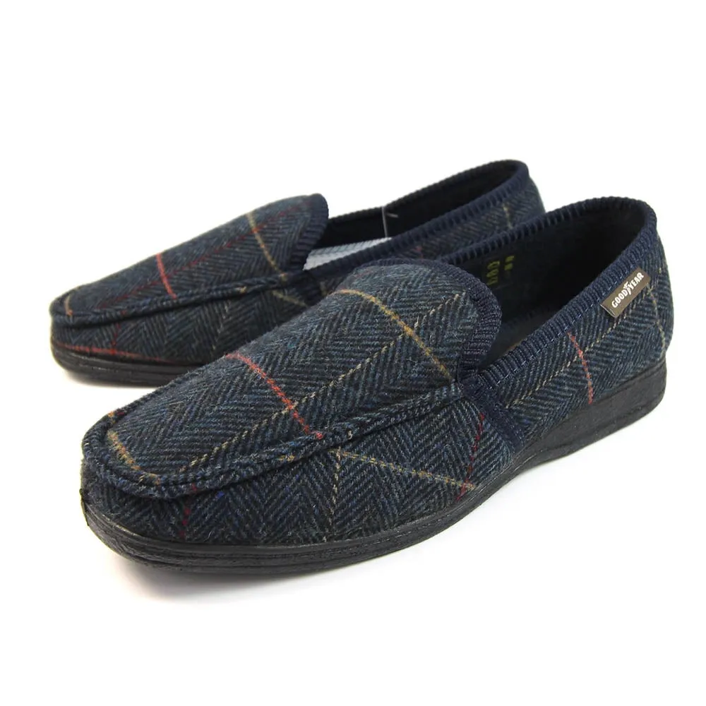 Lunar Men's KMG137 Eisenhower Goodyear Slippers Navy Blue