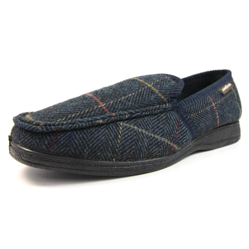Lunar Men's KMG137 Eisenhower Goodyear Slippers Navy Blue