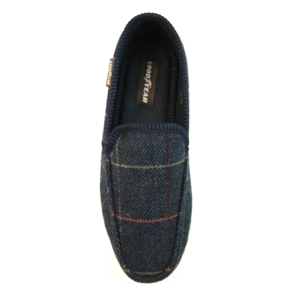 Lunar Men's KMG137 Eisenhower Goodyear Slippers Navy Blue