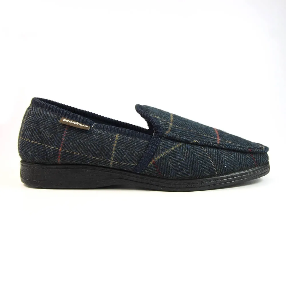 Lunar Men's KMG137 Eisenhower Goodyear Slippers Navy Blue