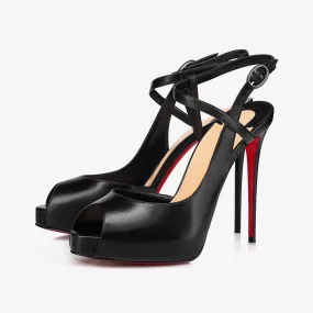 Luxurious Black Leather Pumps with 120mm Heel