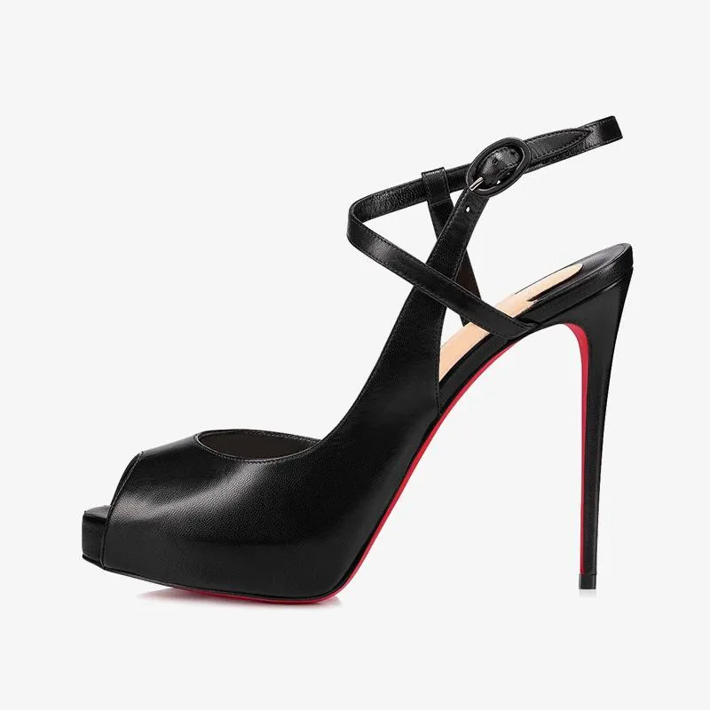 Luxurious Black Leather Pumps with 120mm Heel