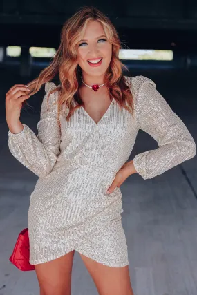Luxurious Living Wrap Mini Dress - Gold
