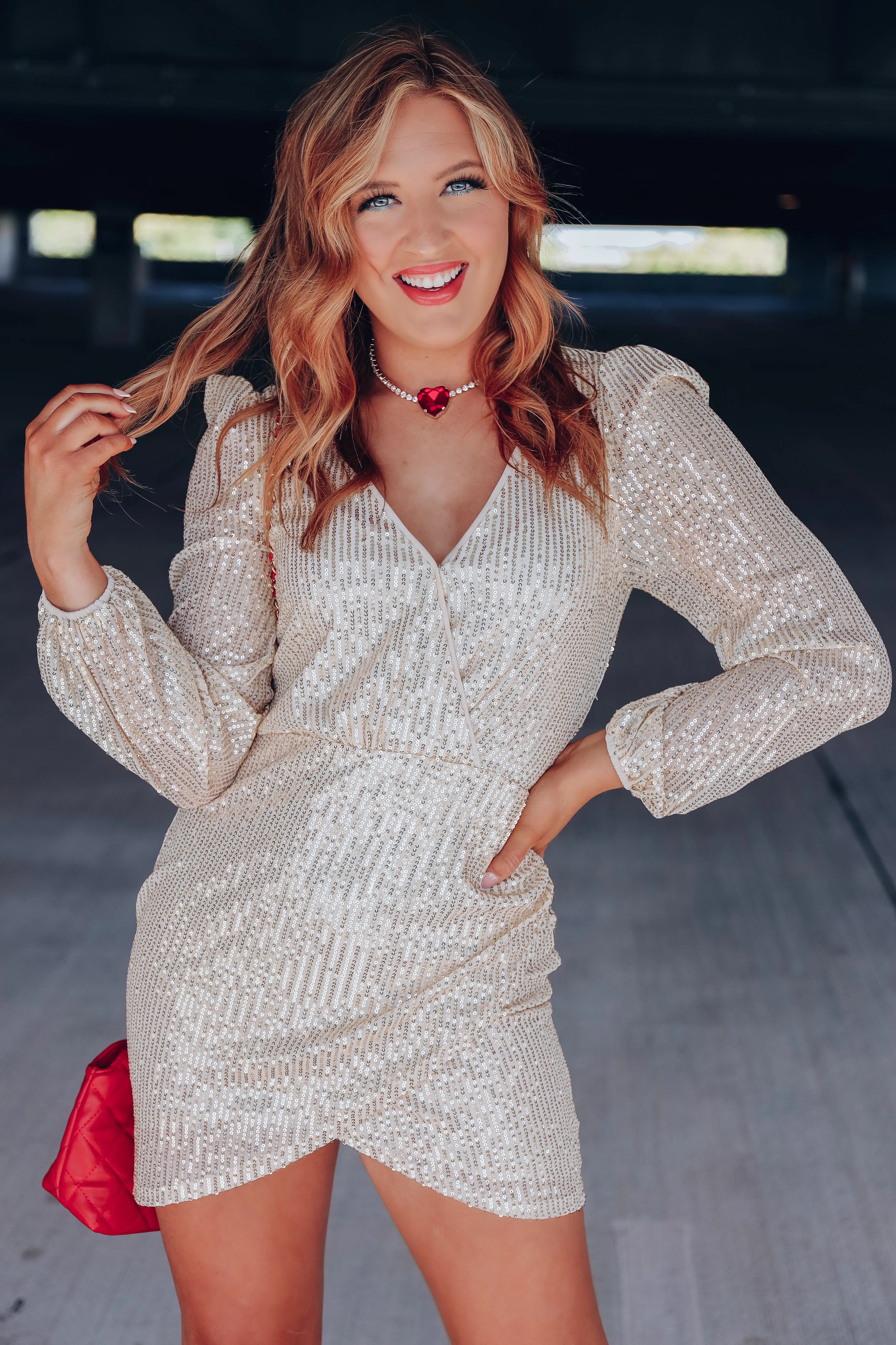 Luxurious Living Wrap Mini Dress - Gold