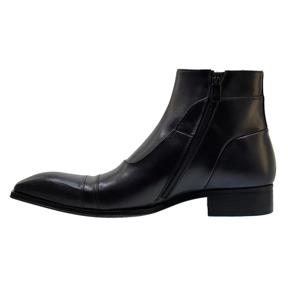 Men's Italian Shoes Jo Ghost 3239 Black Leather Formal Ankle Boots
