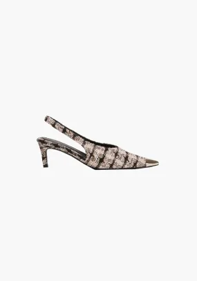 NINA HEELS WITH METAL TOE CAP APRICOT TWEED