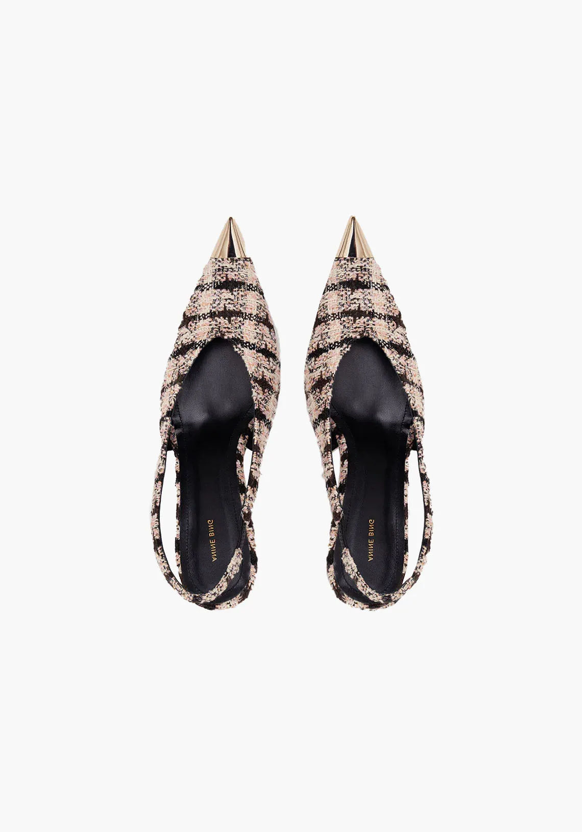 NINA HEELS WITH METAL TOE CAP APRICOT TWEED