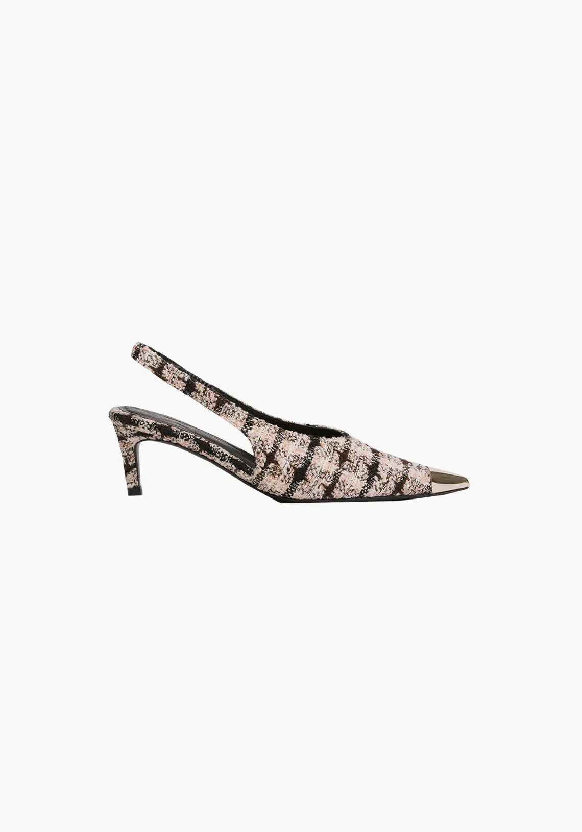 NINA HEELS WITH METAL TOE CAP APRICOT TWEED