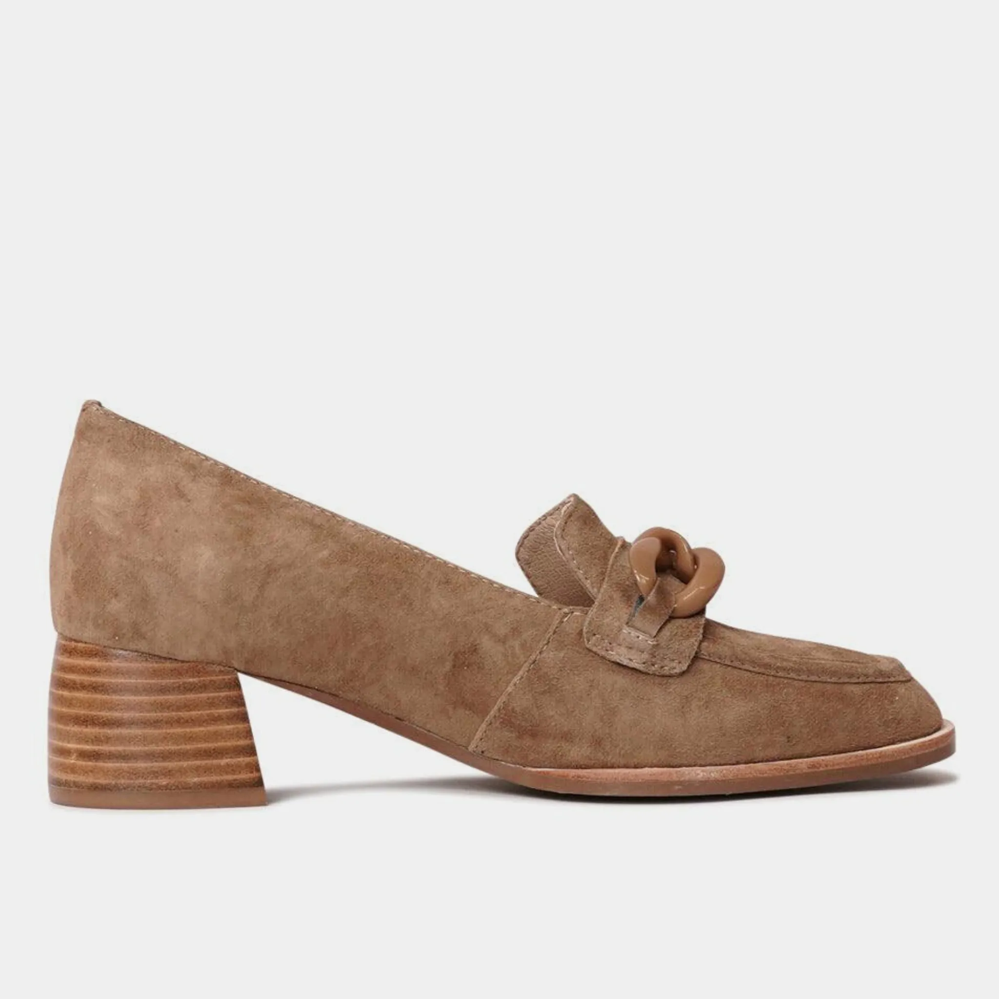 Nomass Light Choc Suede Heeled Loafers
