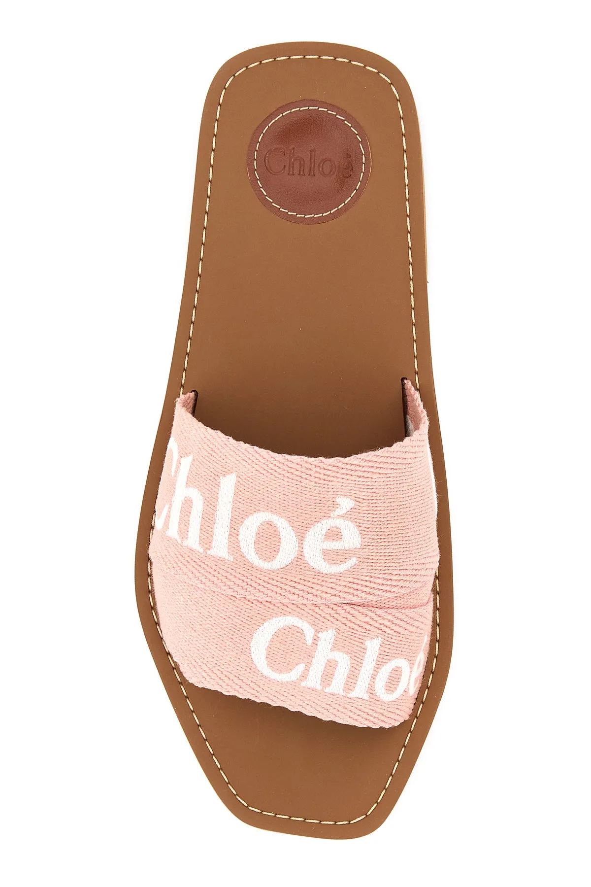 Pink linen Woody slippers