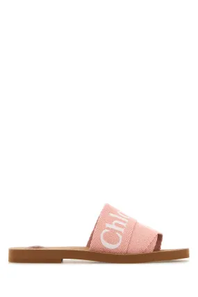 Pink linen Woody slippers