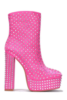 Pink Platform Rhinestone Boots Warner