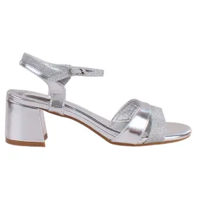 Sorento Ladies Block Heeled Sandals - Randles - Silver