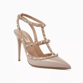 Valentino Beige Patent Leather Rockstud Pumps