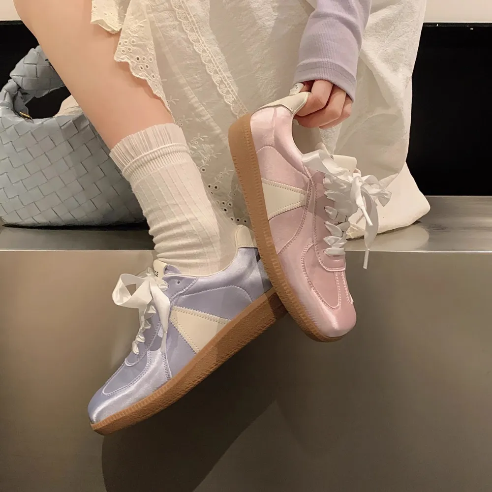 Women's Casual Satin Square Toe Sneakers
