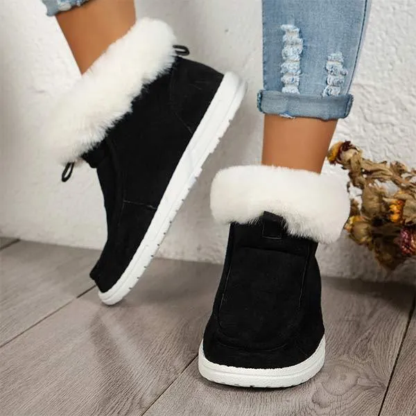 Women's Fleece-lined Flat Heel Slip-on Snow Boots 11735904C