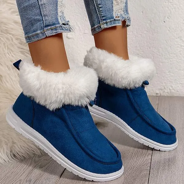 Women's Fleece-lined Flat Heel Slip-on Snow Boots 11735904C