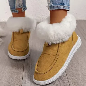 Women's Fleece-lined Flat Heel Slip-on Snow Boots 11735904C