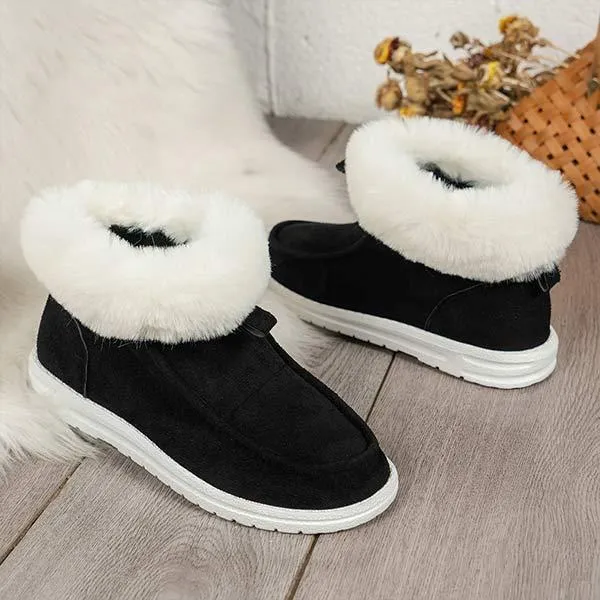 Women's Fleece-lined Flat Heel Slip-on Snow Boots 11735904C