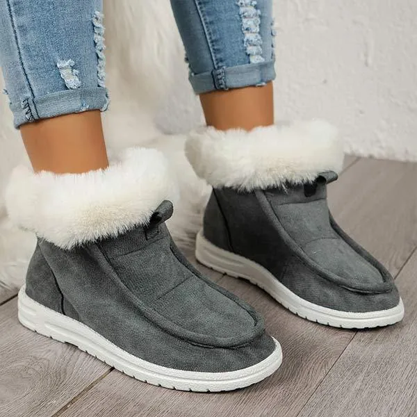 Women's Fleece-lined Flat Heel Slip-on Snow Boots 11735904C