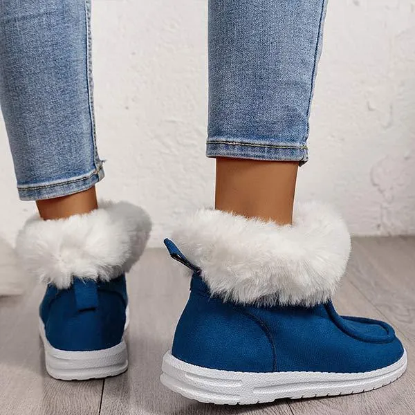 Women's Fleece-lined Flat Heel Slip-on Snow Boots 11735904C